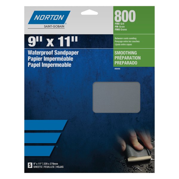 Norton® - Black Ice™ T214 11" x 9" P800 Grit Aluminum Oxide Waterproof Sanding Sheet (50 Pieces)