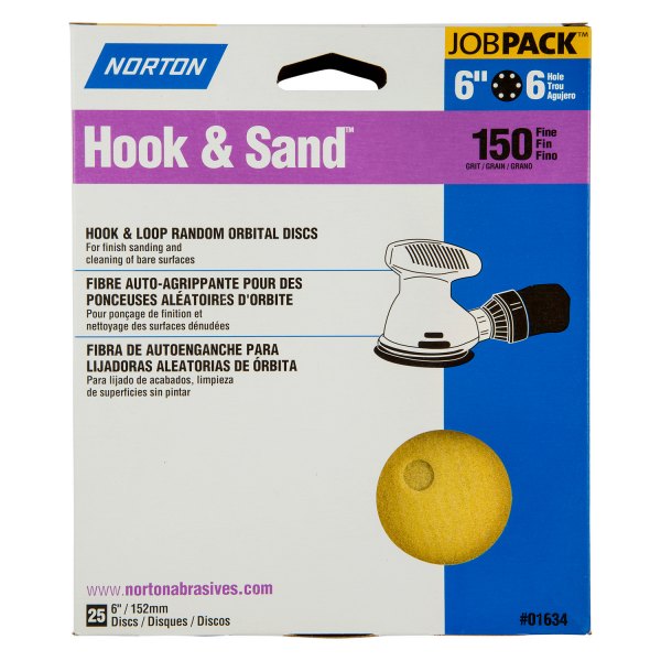 Norton® - A290 5" P220 Grit Aluminum Oxide 8-Hole Hook-and-Loop Disc (10 Pieces)