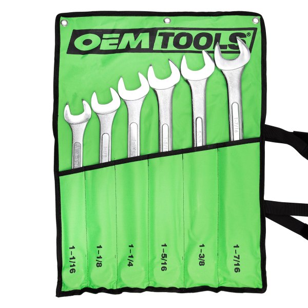 OEM Tools® - 6-piece 1-1/16" to 1/7/16" 12-Point Angled Head Chrome Combination Wrench Set