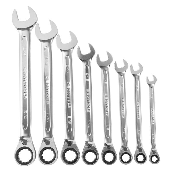 OEM Tools® - RingStop™ 8-piece 5/16" to 3/4" 12-Point Angled Head Chrome Combination Wrench Set