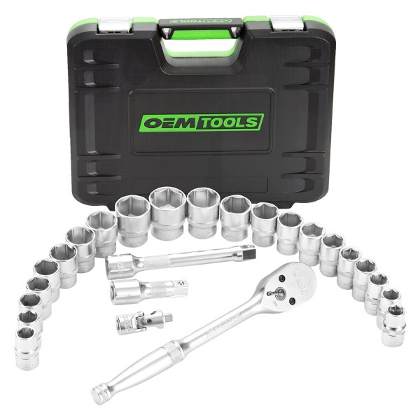 OEM Tools® - 1/2" Drive 6-Point Ratchet and Socket Set, 26 Pieces