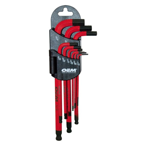 OEM Tools® - 9-Piece 1/16" to 3/8" SAE Long Arm Ball End Magnetic Hex Key Set