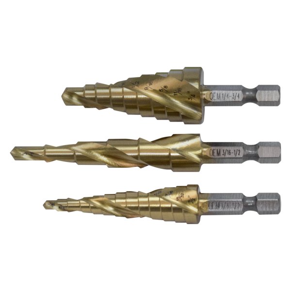 OEM Tools® - 3-piece Spiral Step Drill Bit Set