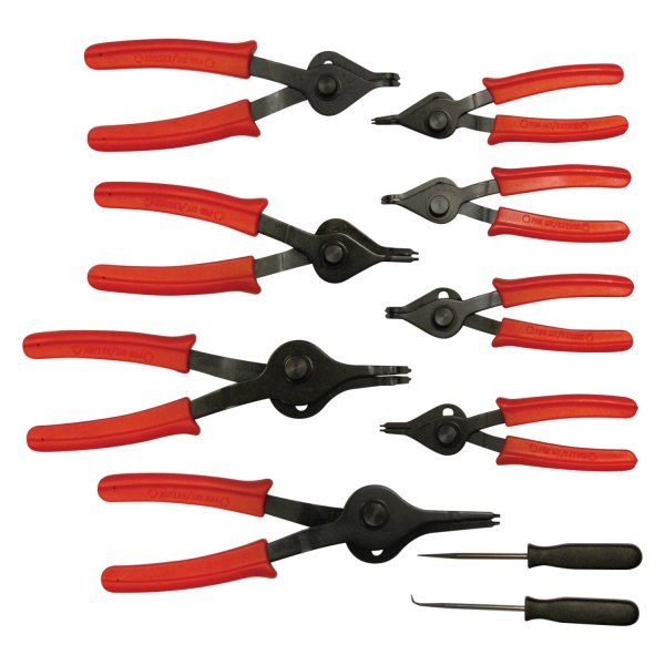 OEM Tools® - 10-piece 45° Straight 0.038" to 0.090" Fixed Tips Internal/External Snap Ring Pliers Set