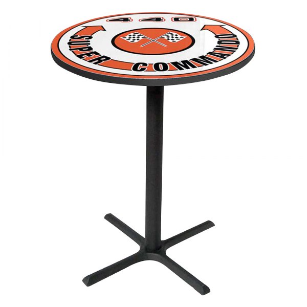 OER® - Black/White/Orange "Mopar 440 Super Commando" Logo Pub Table with Black Base