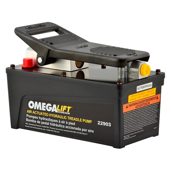 Omega Lift Equipment® - 91 cu in Single Speed Air Operated Foot Hydraulic Pump