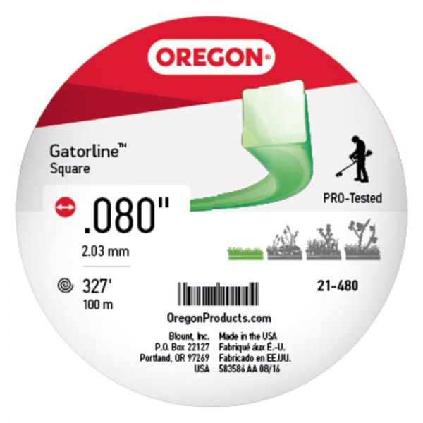 Oregon® - Gatorline™ 327' x 0.080" Green Square Trimmer Line