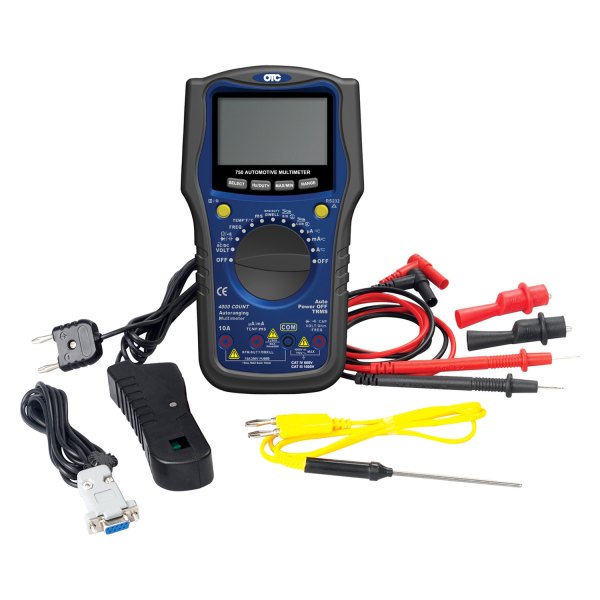 OTC® - 750 Series Auto Ranging Multimeter (DC Voltage, DC Current, Resistance, Capacitance, Frequency, Dwell Angle, RPM, Duty Cycle, AC Voltage TRMS, AC Current TRMS, Temperature Measurement)