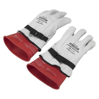 OTC® 3991-12 - Large Hybrid White/Red Leather Electric Safety Gloves