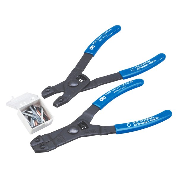 OTC® - 18-piece 45°/90° Straight & Bent 0.038" to 0.070" Fixed Tips Internal/External Spring Loaded Snap Ring Pliers Kit
