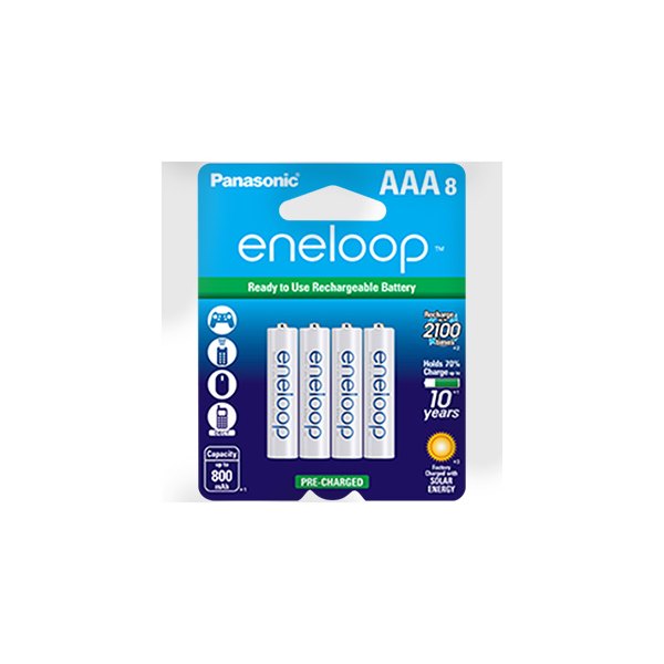 Panasonic® - eneloop™ AAA 1.2 V Ni-MH 2100 Cycle Pre-Charged Rechargable Batteries (8 Pieces)