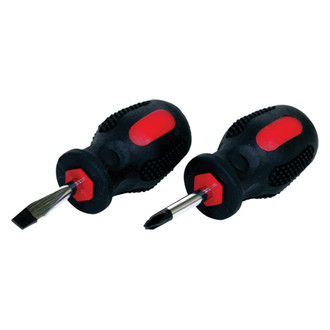 Performance Tool® - Project Pro™ 2-piece Multi Material Handle Stubby Phillips/Slotted Mixed Screwdriver Set