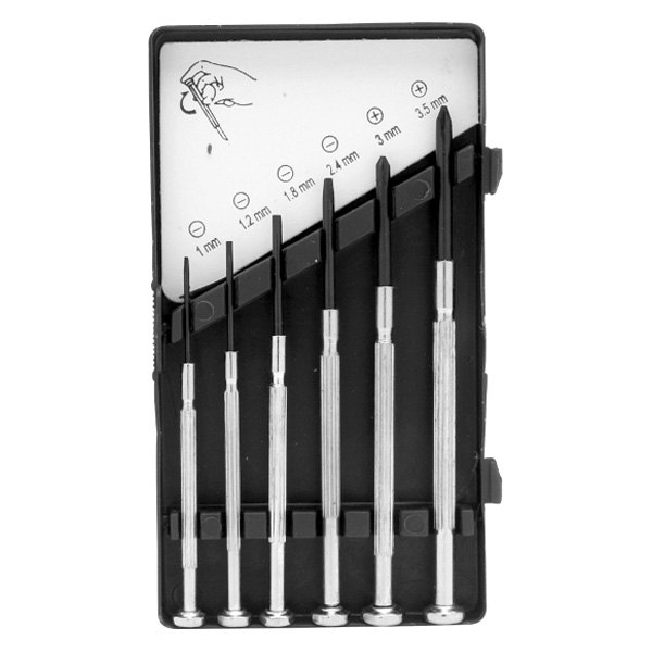 Performance Tool® - Project Pro™ 6-piece Metal Handle Jewelers Precision Phillips/Slotted Mixed Screwdriver Set