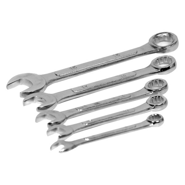 Performance Tool® - Project Pro™ 5-piece 8 to 17 mm 12-Point Straight Head Full Polished Combination Wrench Set