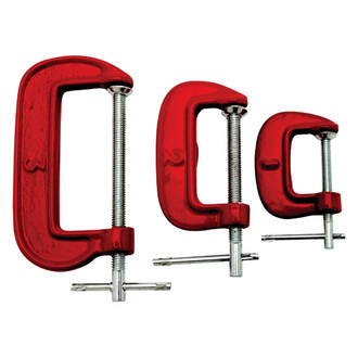 Performance Tool® - Project Pro™ 3-Piece 1", 2", 3" Heavy Duty Iron C-Clamp Set