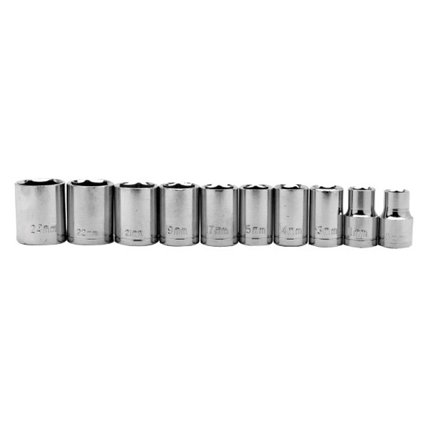 Performance Tool® - Project Pro™ 1/2" Drive Metric Socket Set 10 Pieces