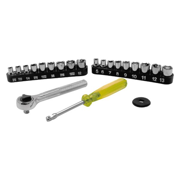 Performance Tool® - Project Pro™ 1/4" Drive SAE/Metric Ratchet and Socket Set, 22 Pieces