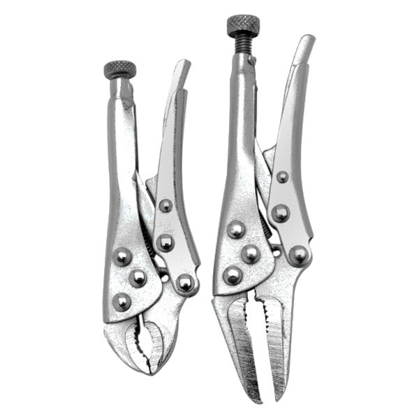 Performance Tool® - Project Pro™ 2-piece 4" to 5" Metal Handle Curved/Long Nose Jaws Locking Pliers Set