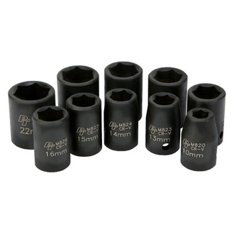 Performance Tool® - 1/2" Drive Metric 6-Point Standard Impact Socket Set (10 Pieces)