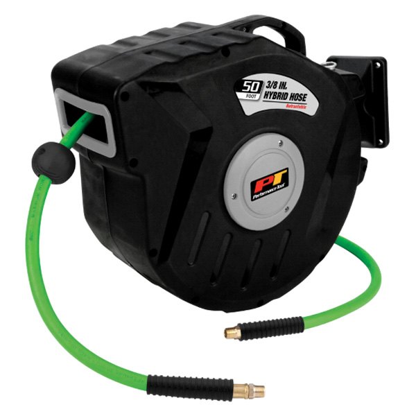Performance Tool® - Retractable Air Hose Reel with Black Plastic 3/8" x 50' Air Hose