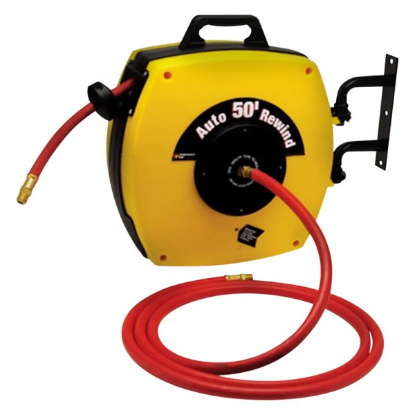 Performance Tool® - Retractable Air Hose Reel with Yellow Plastic 3/8" x 50' Air Hose