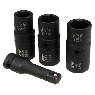 Performance Tool® - 1/2" Drive SAE/Metric 6-Point Standard Flip Impact Socket Set (4 Pieces)