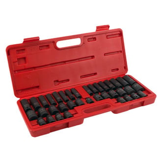 Performance Tool® - 1/2" and 3/8" Drive SAE/Metric 6-Point Standard and Deep Impact Socket Set (38 Pieces)
