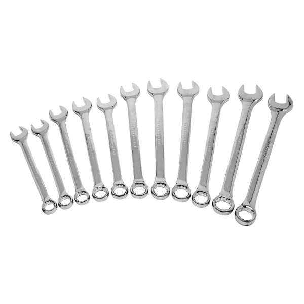 Performance Tool® - 11-piece 1/4" to 7/8" 12-Point Angled Head Full Polished Combination Wrench Set