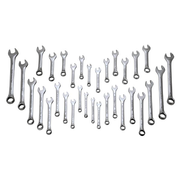 Performance Tool® - 32-piece 1/4" to 3/4" & 6 to 18 mm 12-Point Angled Head Full Polished Combination Wrench Set