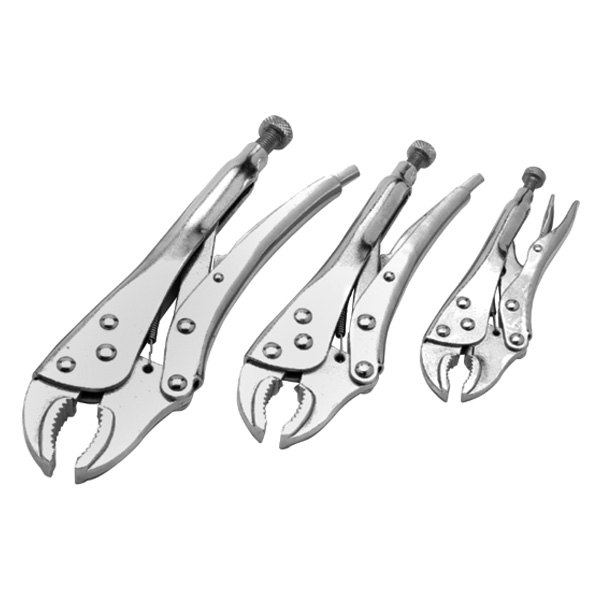 Performance Tool® - 3-piece 5" to 10" Metal Handle Curved Jaws Locking Pliers Set