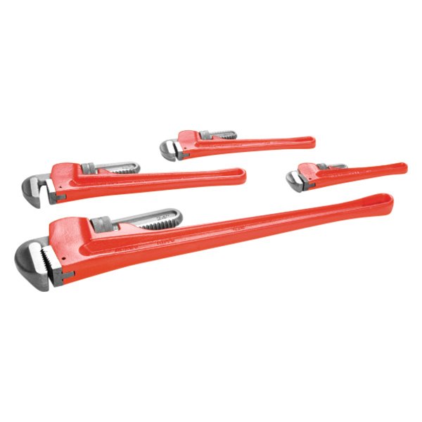 Performance Tool® - 4-piece 8" to 24" Serrated Jaws Steel Heavy Duty Straight Pipe Wrench Set