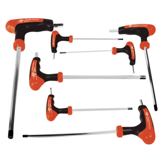 Performance Tool® - 7-Piece 3/32" to 3/8" SAE Double Tip Multi-Material T-Handle Hex Key Set