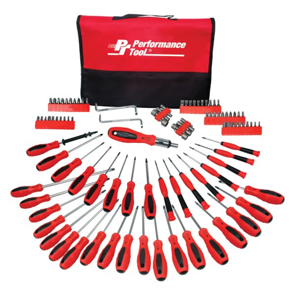 Performance Tool® - 100-piece Multi Material Handle Magnetic Phillips/Slotted/Torx/Square/Hex/Nut Driver/Pozidriv Mixed Screwdriver Set
