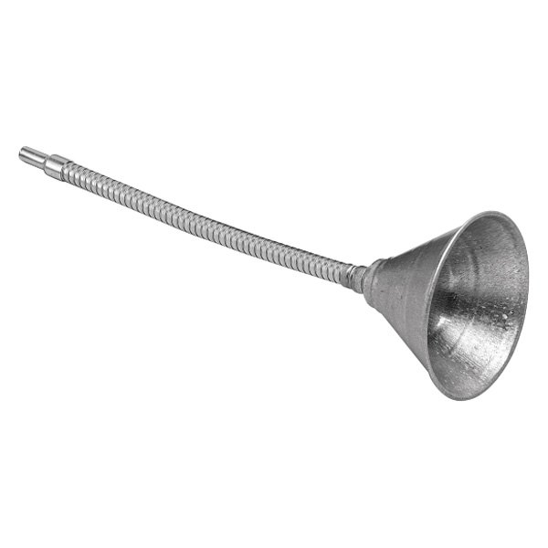Performance Tool® - 6" Gray Zinc Plated Steel Funnel with 12" Flexible Spout