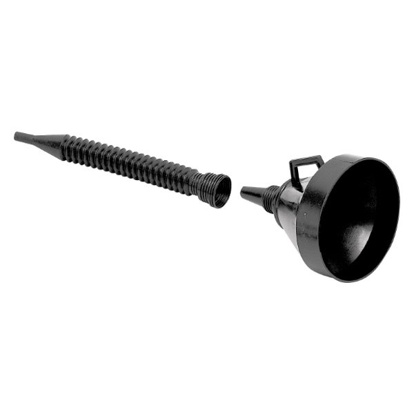 Performance Tool® - 6" Black Plastic Funnel with Handle and Flexible Spout
