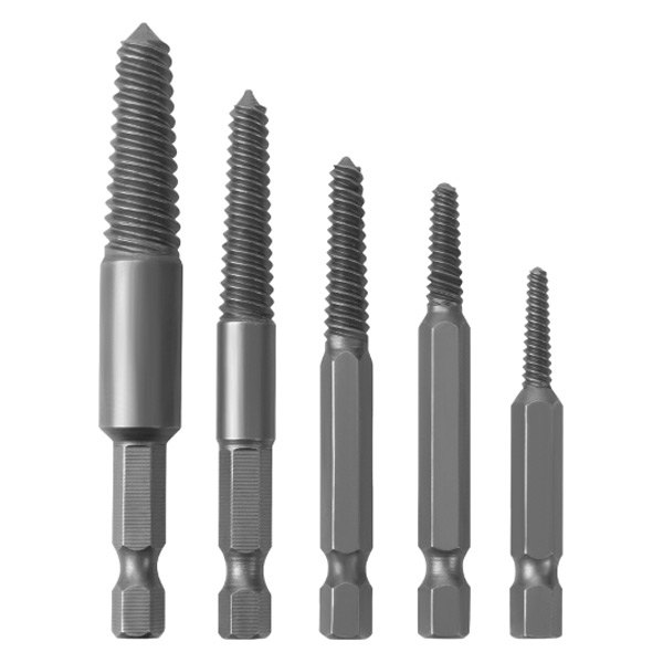 Performance Tool® - 5-piece 1/8" to 3/4" Hex Shank Spiral Flute Screw Extractor Set