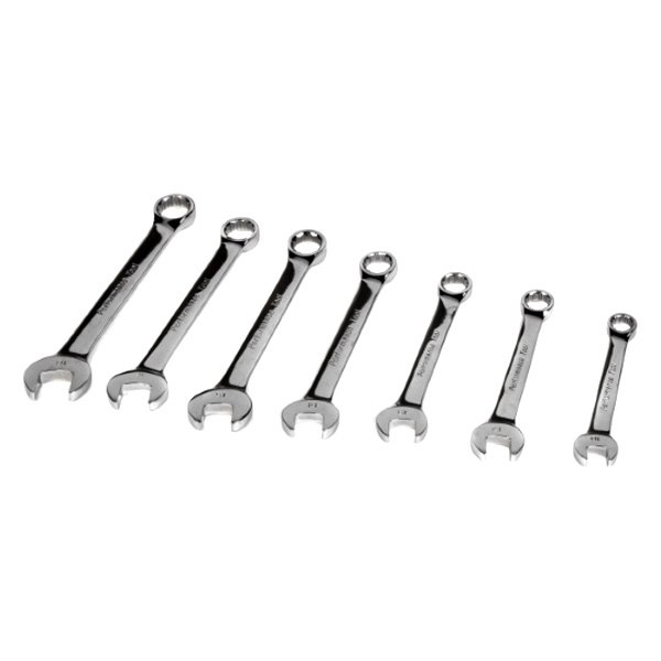 Performance Tool® - 7-piece 10 to 18 mm 12-Point Angled Head Pro Full Polished Combination Wrench Set
