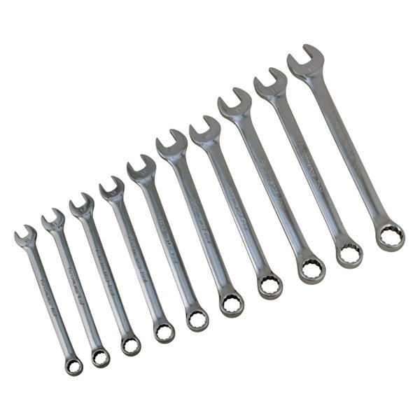Performance Tool® - 10-piece 10 to 19 mm 12-Point Angled Head Pro Full Polished Combination Wrench Set