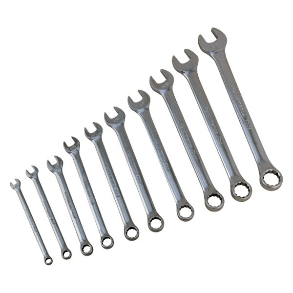 Performance Tool® - 10-piece 1/4" to 13/16" 12-Point Angled Head Pro Full Polished Combination Wrench Set