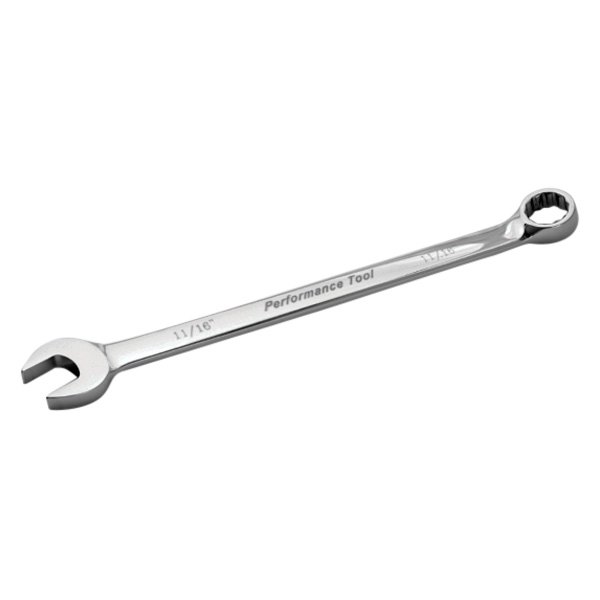 Performance Tool® - 11/16" 12-Point Angled Head Extended Nickel Chrome Combination Wrench