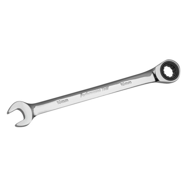 Performance Tool® - 10 mm 12-Point Straight Head 100-Teeth Ratcheting Combination Wrench