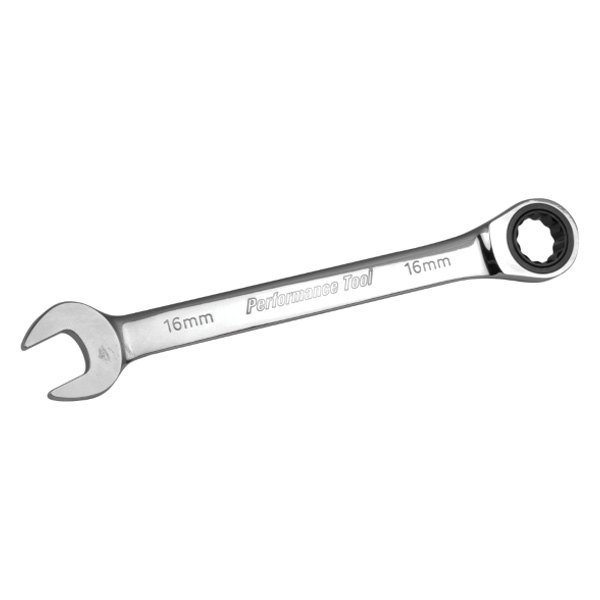 Performance Tool® - 16 mm 12-Point Straight Head 100-Teeth Ratcheting Combination Wrench