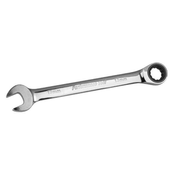 Performance Tool® - 17 mm 12-Point Straight Head 100-Teeth Ratcheting Combination Wrench