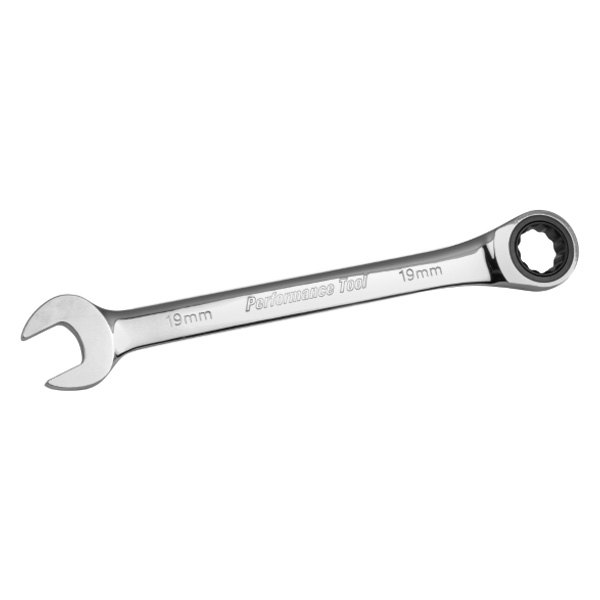 Performance Tool® - 19 mm 12-Point Straight Head 100-Teeth Ratcheting Combination Wrench