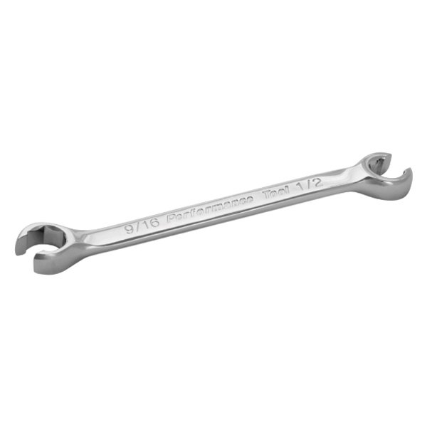 Performance Tool® - 1/2" x 9/16" 6-Point Nickel Chrome Angled Double End Flare Nut Wrench