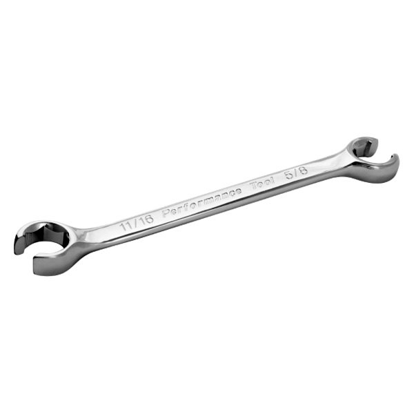 Performance Tool® - 5/8" x 11/16" 6-Point Nickel Chrome Angled Double End Flare Nut Wrench
