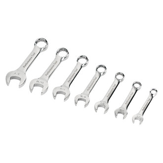 Performance Tool® - 7-piece 3/8" to 3/4" 12-Point Angled Head Stubby Nickel Chrome Combination Wrench Set