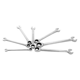 Performance Tool® - 7-piece 8 to 18 mm 12-Point Straight Head 100-Teeth Ratcheting Full Polished Combination Wrench Set