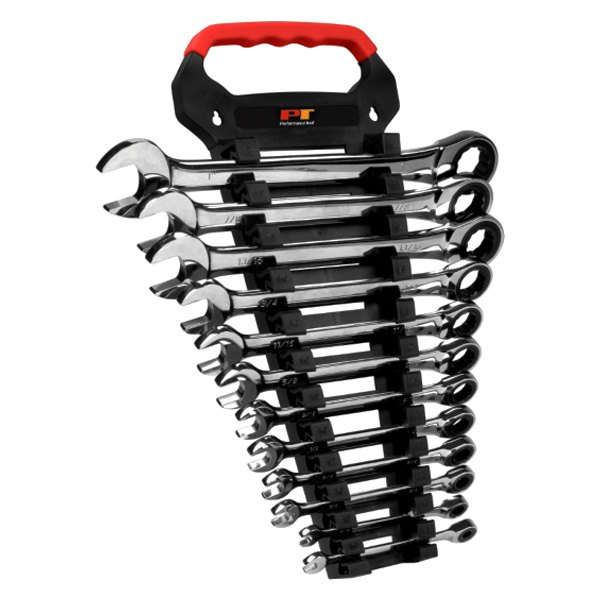 Performance Tool® - 12-piece 1/4" to 1" 12-Point Straight Head 100-Teeth Ratcheting Full Polished Combination Wrench Set