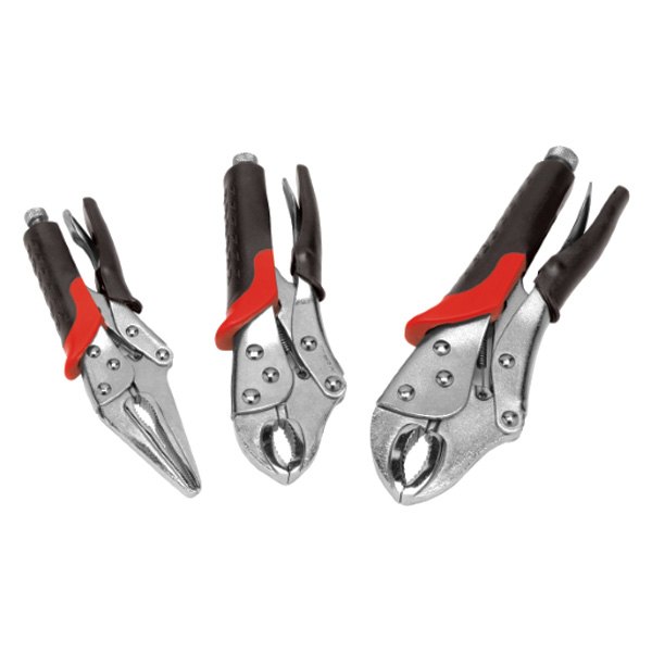 Performance Tool® - 3-piece 6-1/4" to 10" Multi-Material Handle Curved/Long Nose Jaws Locking Pliers Set